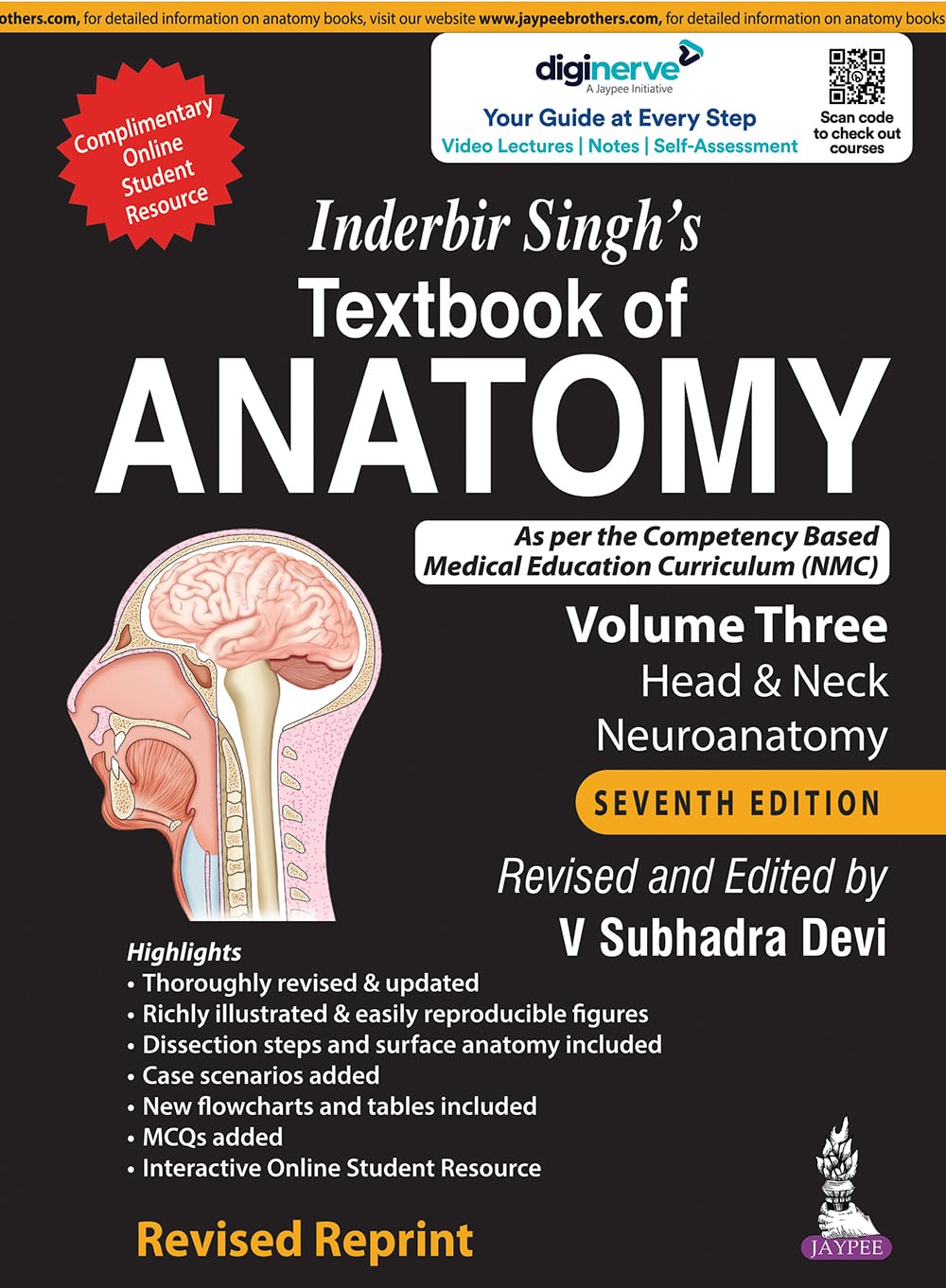 Inderbir Singh's Textbook of Anatomy (Volume 3: Head & Neck and Neuroanatomy) 7/e, Rev. R.P. 2022