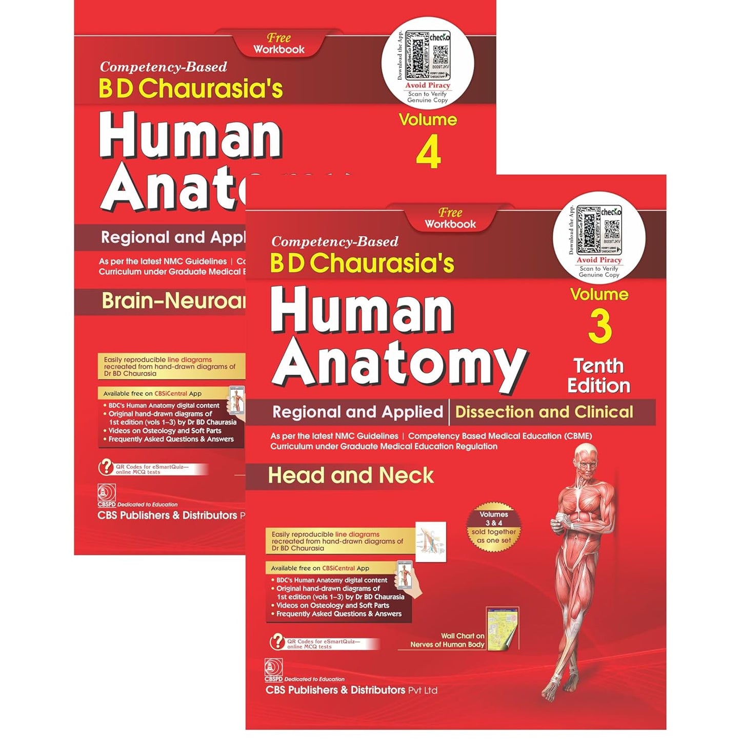 BD Chaurasias Human Anatomy 10Ed Vol 3 And 4 Regional And Applied Dissection And Clinical Head And Neck Brain Neuroanatomy With Free Workbook And Ebooks (PB 2026)