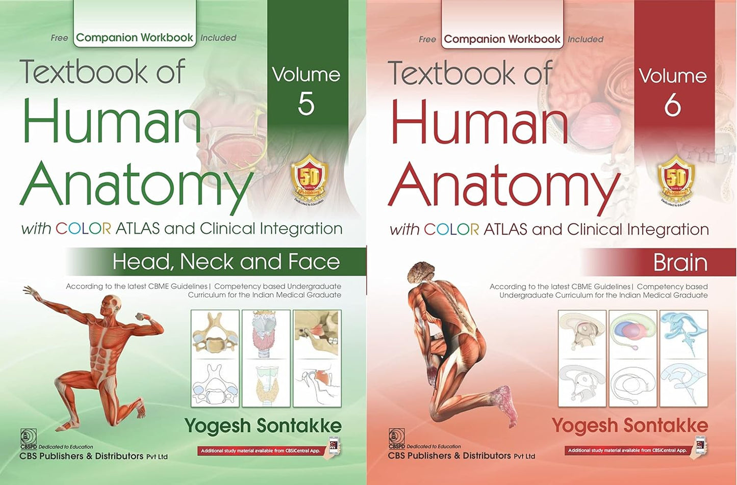 Textbook of Human Anatomy with Color Atlas and Clinical Integration 2 Vol Set (Vol 5- Head Neck and Face and Vol 6-Brain) with Companion Workbook (PB 2024)