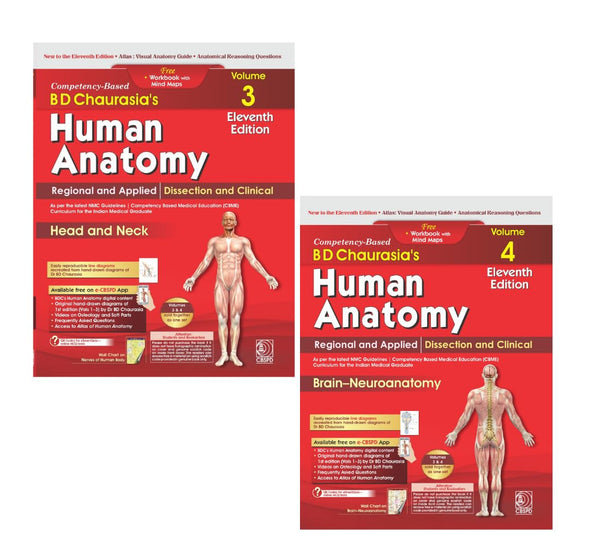 Competency-Based BD Chaurasia's Human Anatomy: Regional and Applied, Dissection and Clinical, Volume 3 & 4 (Head and Neck; Brain - Neuroanatomy)