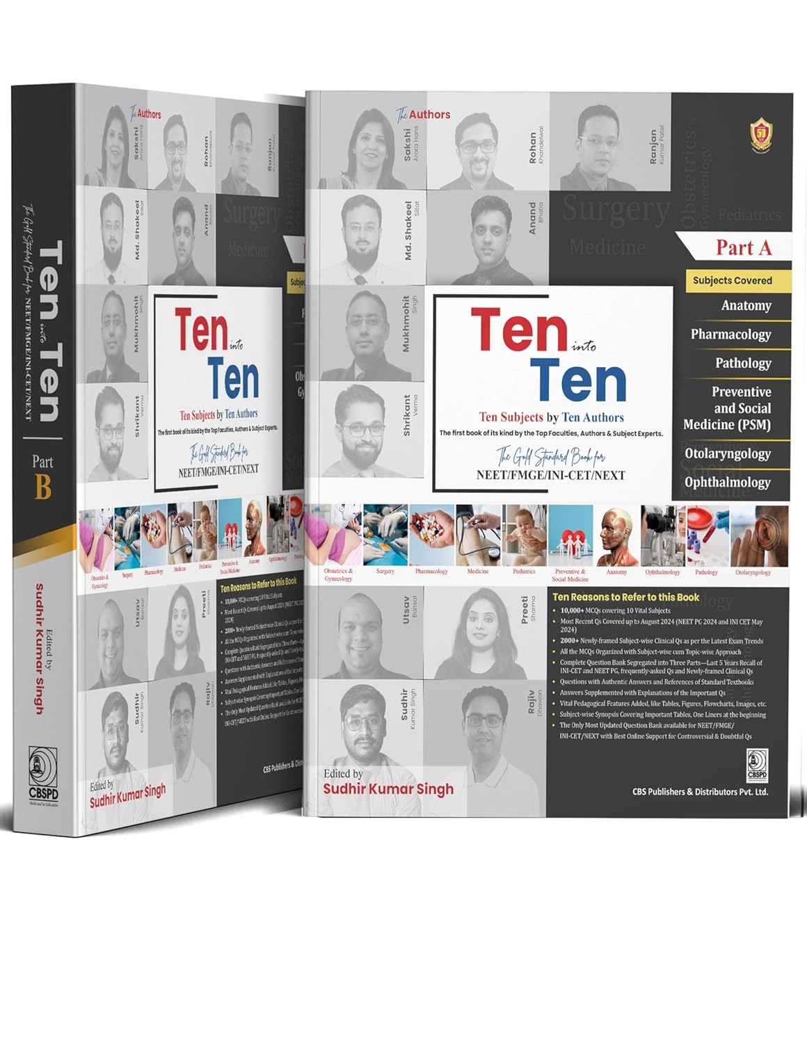 Ten Into Ten The Gold Standard Book For Neet/Fmge/Nin-Cet/Next 2 Vol Set (PB) Ten Subjects By Ten Authors