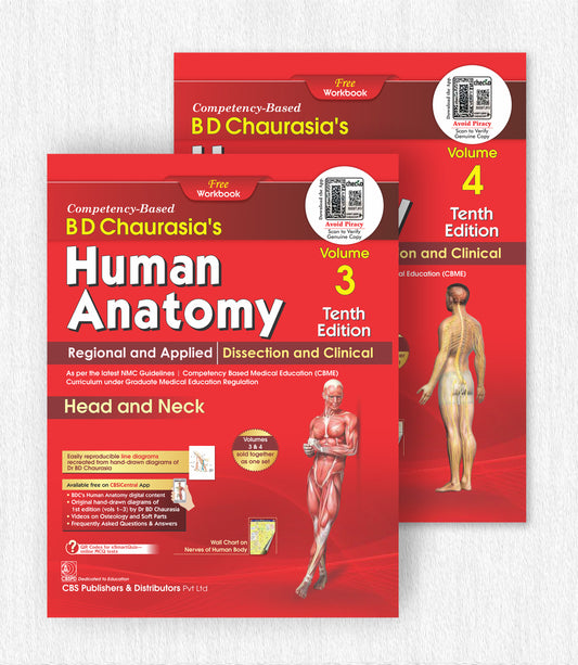 BD Chaurasias Human Anatomy 10e Vol 3 And 4 Regional And Applied Dissection And Clinical Head And Neck Brain Neuroanatomy (PB) Set Of 2 Vols